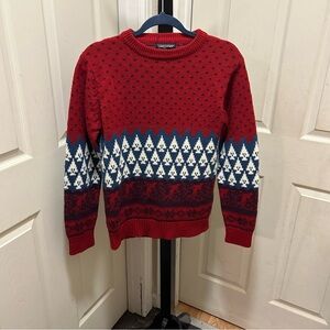 Vintage Christopher Ran Red Blue White Nordic Fair Isle Ski Sweater Size  S/M